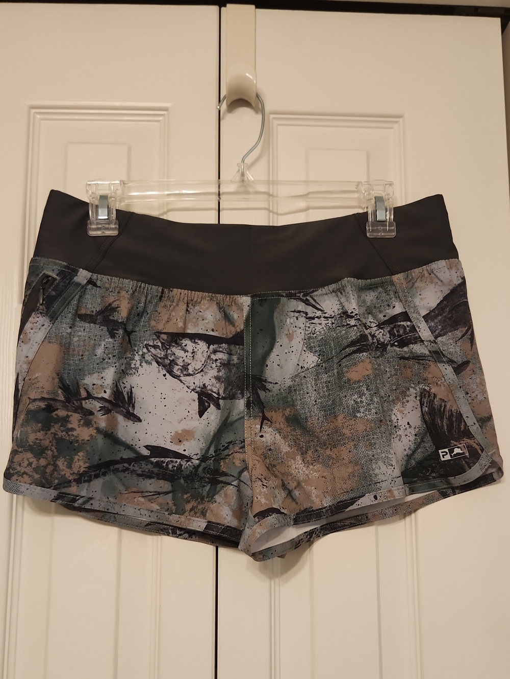 Pelagic Fish Patterned Performance Board Shorts -  Pull On - Drawstring
